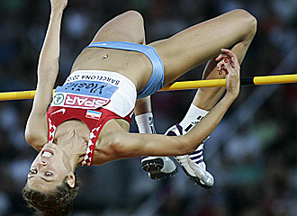 Blanca Vlasic durante la final de salto en Barcelona.