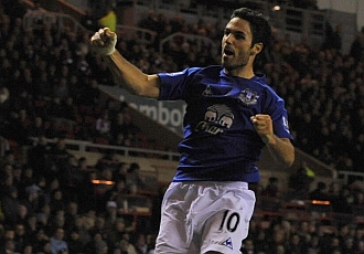 Arteta marc el segundo gol del Everton.