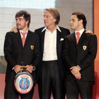 Massa, con Alonso y Montezemolo en Valencia