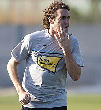 Ral Baena, en un entrenamiento del Espanyol