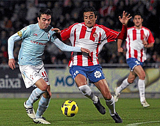 Noguerol, jugador del Girona, en un partido contra el Celta
