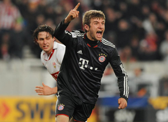 Thomas Mller celebrando el segundo gol del Bayern.