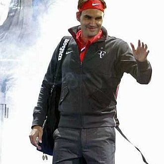 Federer durante la presentacin del partido contra Nadal disputado en Zurich.