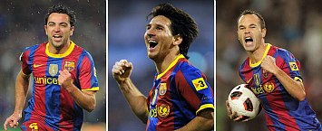Xavi, Messi e Iniesta