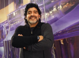 Maradona, en la Ciudad Deportiva de Valdebebas