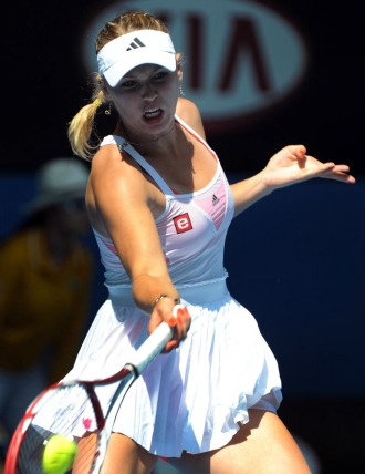 Wozniacki, durante su partido de octavos