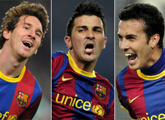 Messi, Villa y Pedro, el 'MVP' del Barcelona.