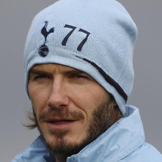 Beckham en un entrenamiento del Tottenham