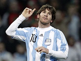Messi celebra el triunfo de la albiceleste