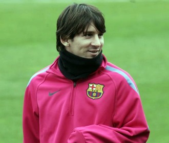 Messi, en un entrenamiento del Barcelona.