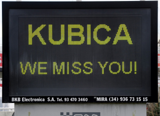 Mensaje de apoyo a Kubica en los entrenamientos de Montmel esta semana