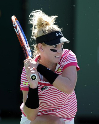 Bethanie Mattek-Sands durante un partido en Indian Wells.