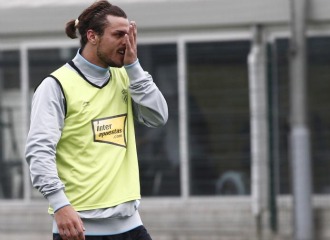 Osvaldo, durante un entrenamiento con el Espanyol.