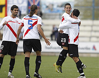Los jugadores del Sevilla Atltico celebran un tanto logrado esta temporada