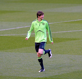 Torres, en el entrenamiento previo al partido.