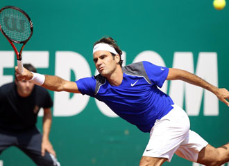 Federer durante el partido disputado este medioda