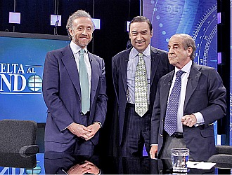 Eduardo Inda, Pedro J. Ramrez y Jos Mara Garca, en Veo7
