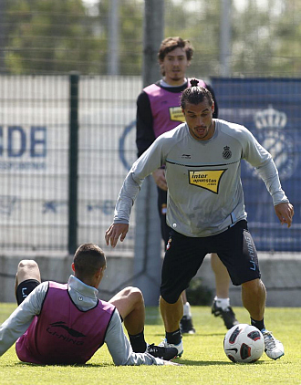 Osvaldo, delantero del Espanyol, durante un entrenamiento.
