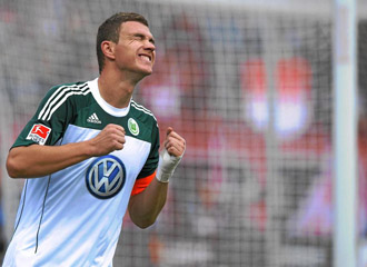 Un jugador del Wolfsburgo celebra un gol