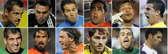 Roberto, Roberto, Too, Bravo, Muna, Varas, Iraizoz, Cristian lvarez, Casillas, Valds y Andrs