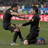 Xavi y Messi en el Caldern