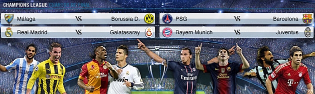 Real Madrid vs. Galatasaray, PSG vs. Barcelona and Mlaga vs. Dortmund