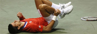 Djokovic se torci el tobillo y
termin arrasando a Querrey