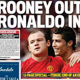 'Rooney, fuera y Ronaldo,
dentro', segn Daily Mail