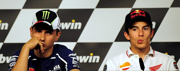 Lorenzo y Mrquez, antes de la rueda de prensa del GP de Espaa / Foto: AFP