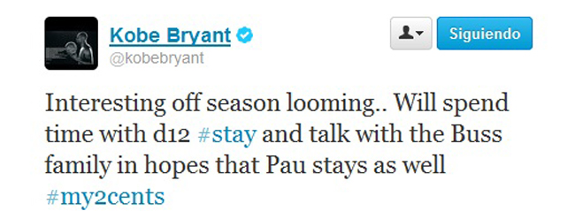 Kobe Bryant: Pasar tiempo con Howard para convencerle y hablar con los Buss para que Pau se quede
