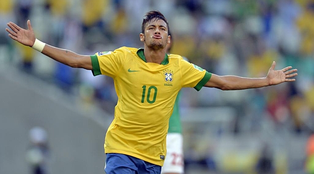 Neymar celebra su gol ante Mxico. FOTO: AFP