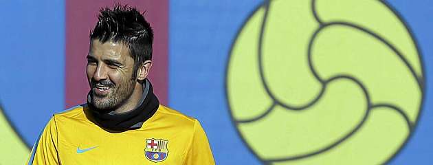 David Villa, durante un entrenamiento del Barcelona / Foto cedida por el F. C. Barcelona
