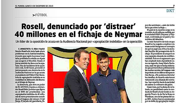 Rosell accused of embezzling 40 million in signing of Neymar