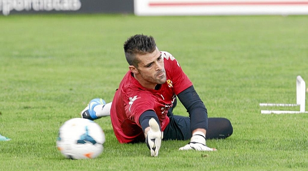 Cullar, durante un entrenamiento del Sporting / Tuero - Arias (Marca)