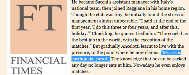 Ancelotti: Tengo el culo a prueba de terremotos