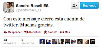 Rosell cierra su cuenta de Twitter