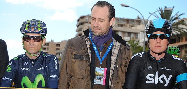 Valverde y Wiggins, con el presidente balear, Bauz en la Challenge 2013.