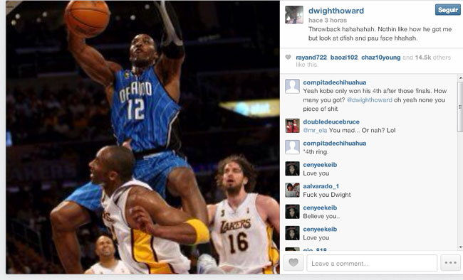 Dwight Howard reabre la guerra con Kobe Bryant