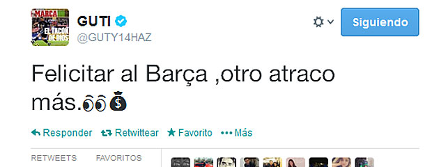 Guti: Felicitar al Barça, otro atraco más