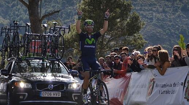 Alejandro Valverde celebrando su triunfo. FOTO: Movistar Team