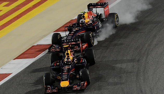 Vettel encimado por Ricciardo en Bahrin / Foto: RV:RACINGPRESS