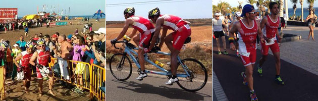 Enhamed junto a su gua Andreu Alfonso en el Ironman de Lanzarote. FOTO: @Enhamed