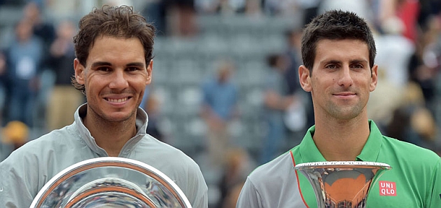 Nadal y Djokovic posan en la entrega de premios de Roma / AFP