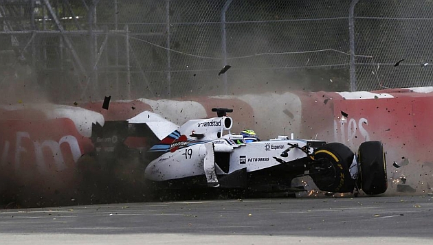 As qued el coche de Massa tras el accidente / Foto: REUTERS