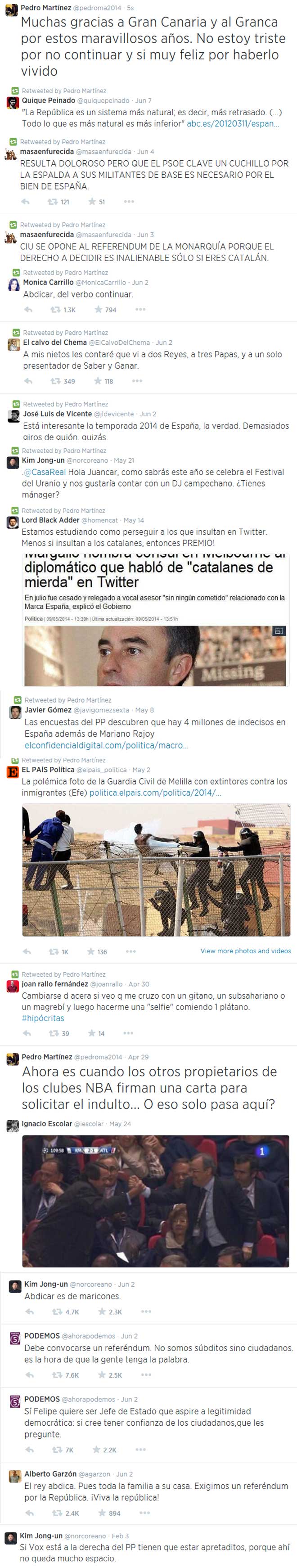 No sigue Pedro Martnez en el Granca por sus 'tweets' y posicionamiento poltico?