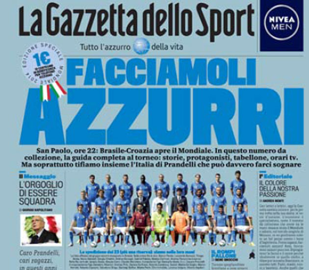La Gazzetta della Sport se viste de azul