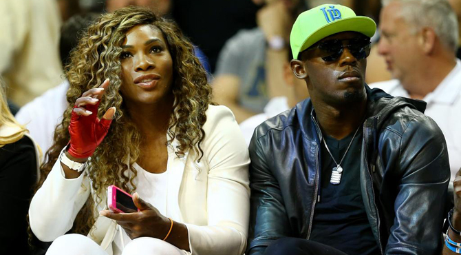 Serena Williams y Usain Bolt, juntitos en Miami en las Finales de la NBA