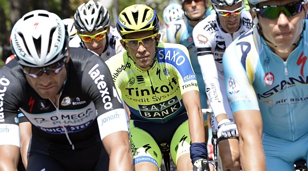 Alberto Contador durante la cuarta etapa del Tour. AFP
