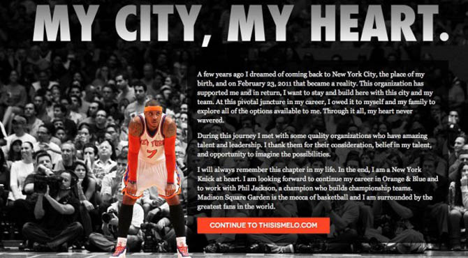 Carmelo se queda en los Knicks junto a Caldern por corazn...y 120 millones de dlares!