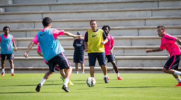 Eusebio, en un entrenamiento de la semana pasada / Web del FC Barcelona (Germn Parga)